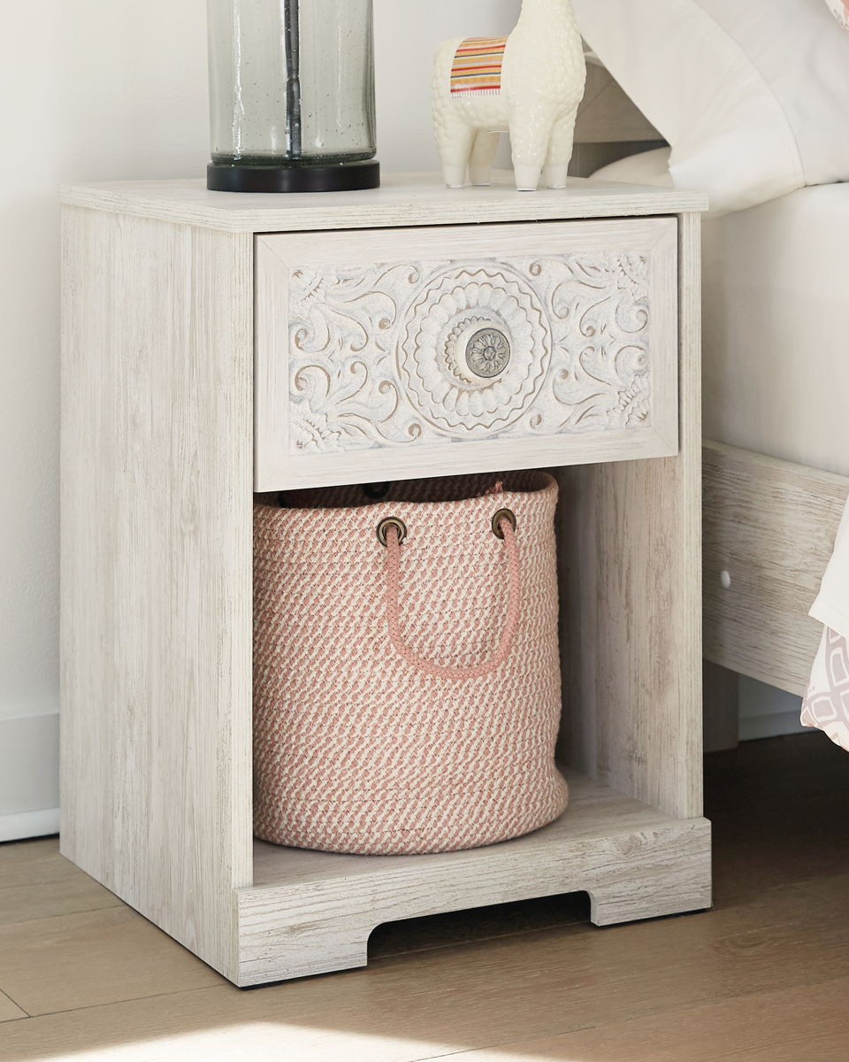 Paxberry - One Drawer Night Stand - Whitewash - Image 3