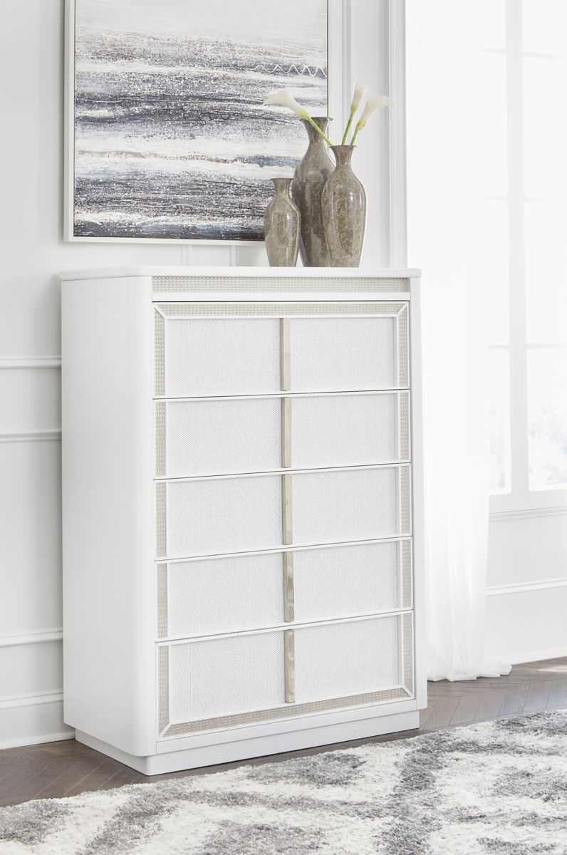 Chalanna - Five Drawer Chest - White - Image 4
