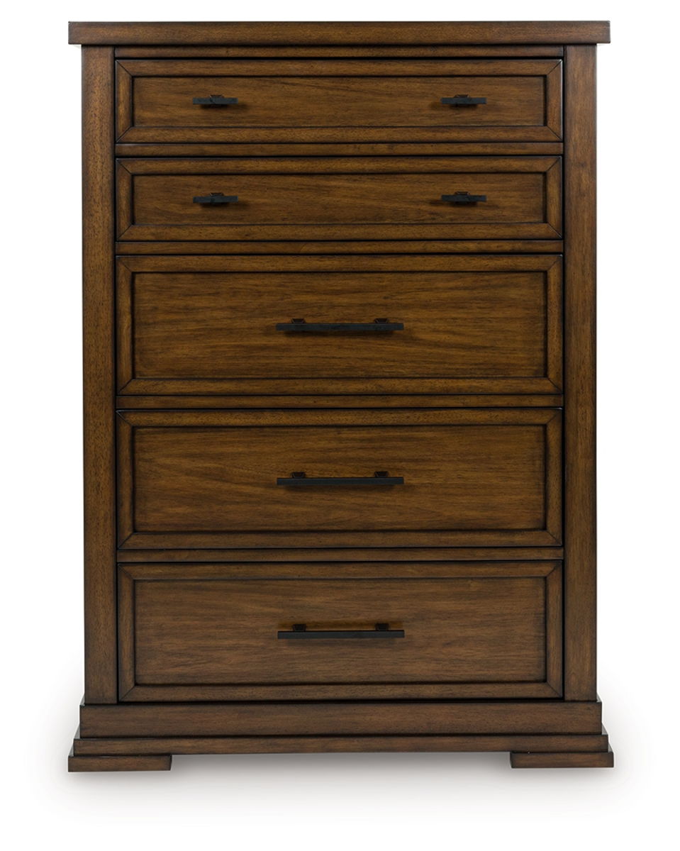 Taffenbrook - Five Drawer Chest - Medium Brown - Image 3