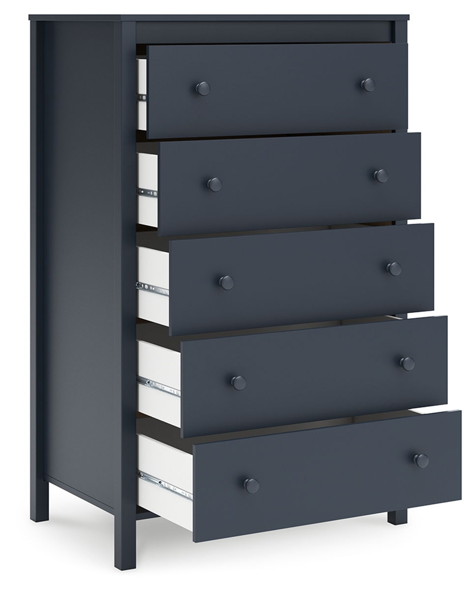 Simmenfort - Five Drawer Chest - Navy Blue - Image 4