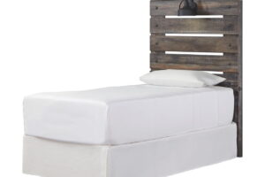 Drystan - Twin Panel Headboard with Bolt on Bed Frame - Brown / Beige