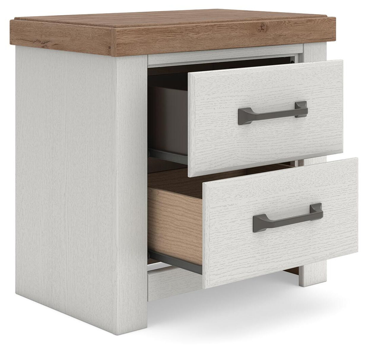 Savonport - Two Drawer Night Stand - White / Brown - Image 3