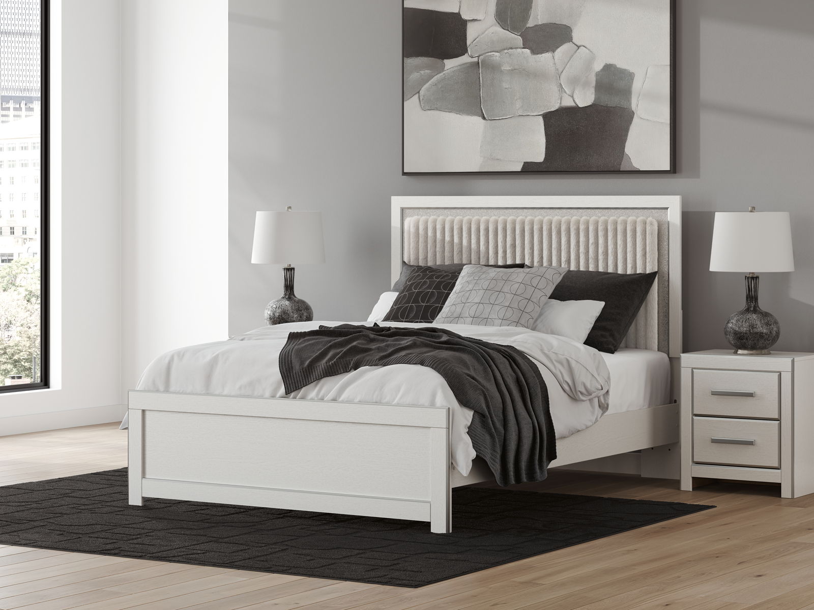 Zuraleus - Upholstered Panel Platform Bed With Roll Slats - Image 5