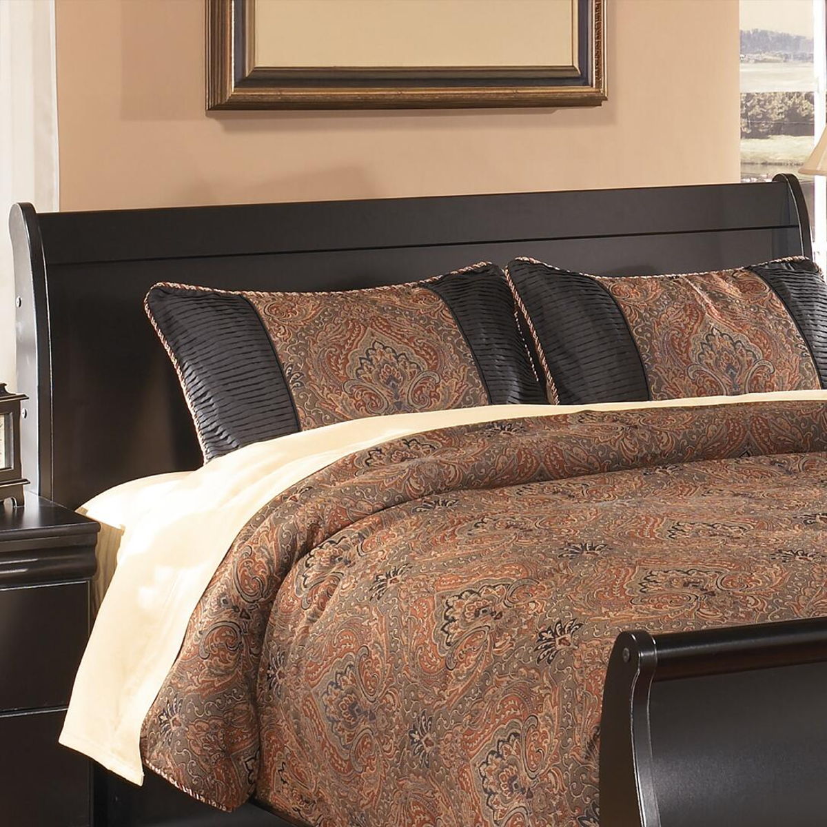 Huey Vineyard - Queen Sleigh Headboard - Black - Image 2