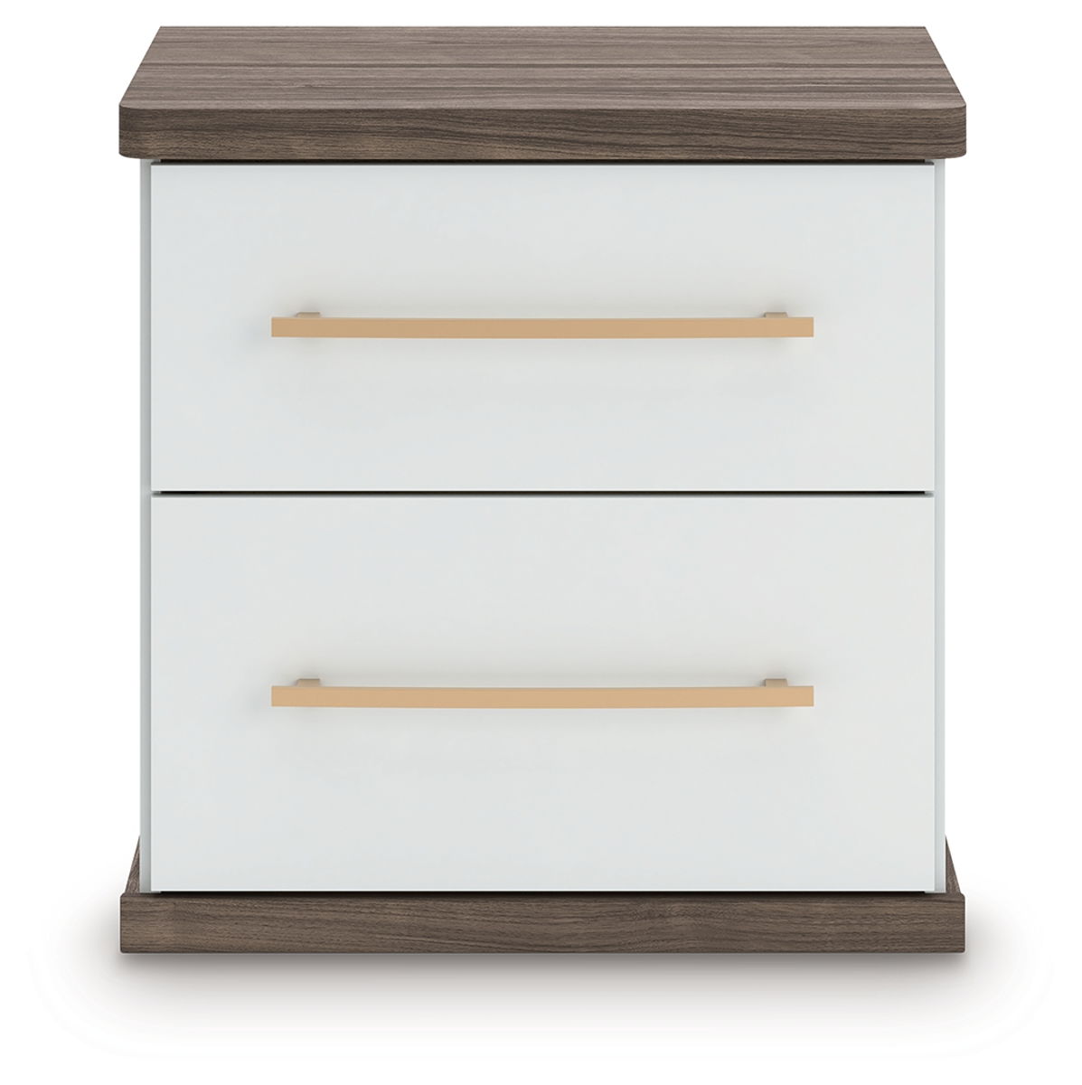 Kendanport - Two Drawer Night Stand - Brown / White - Image 3