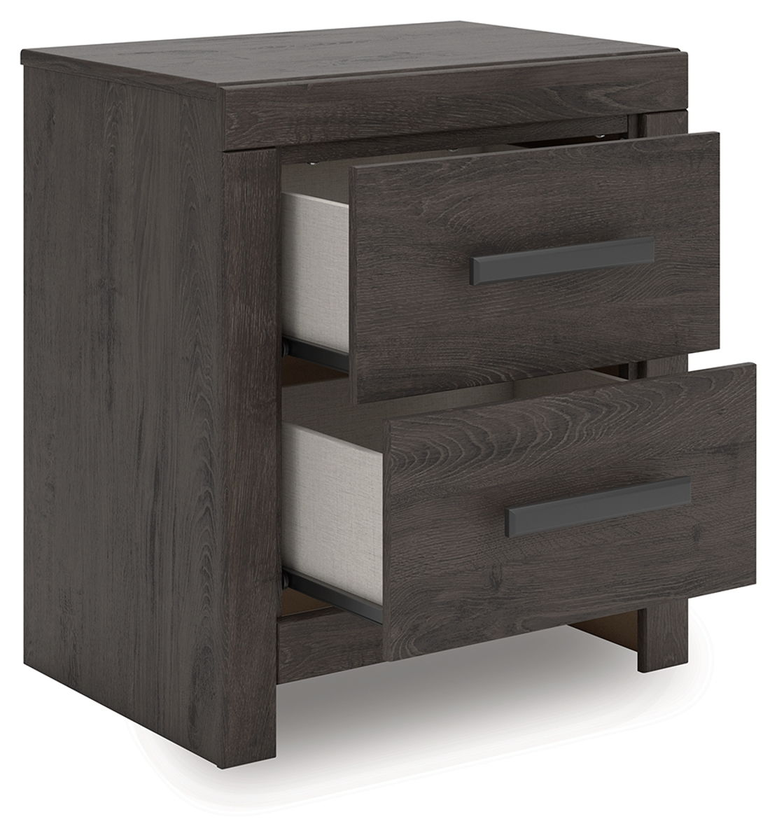 Prendonea - Two Drawer Night Stand - Charcoal - Image 4