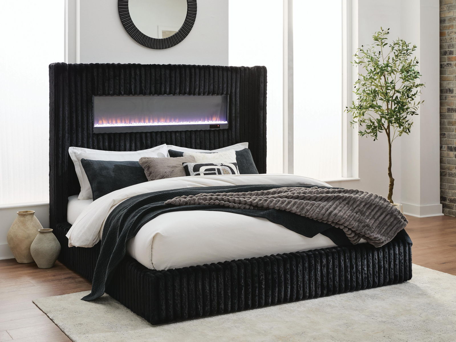 Tayleena - Upholstered Bed With Fireplace And Wireless Audio - Image 2