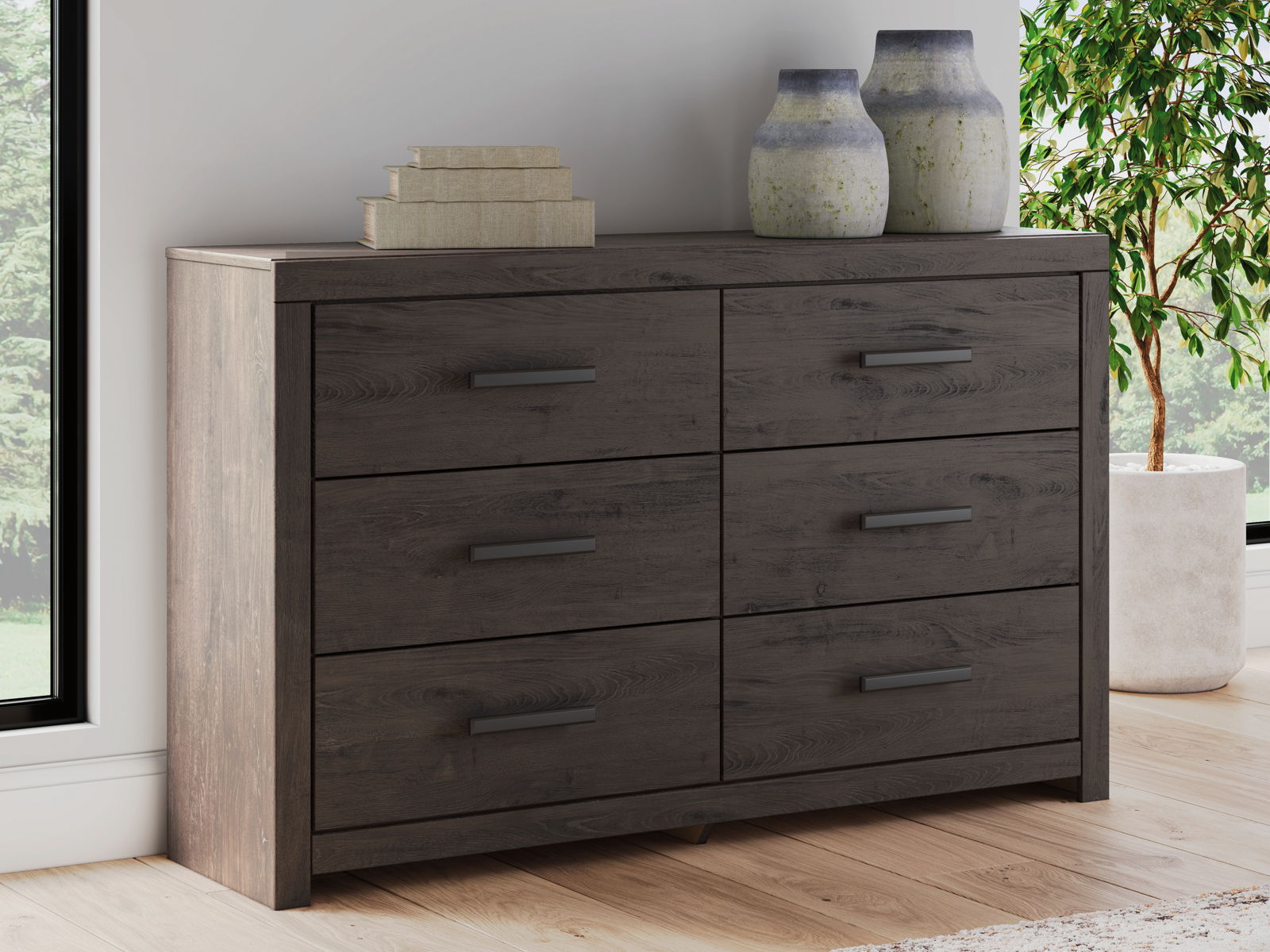 Prendonea - Six Drawer Dresser - Charcoal - Image 2