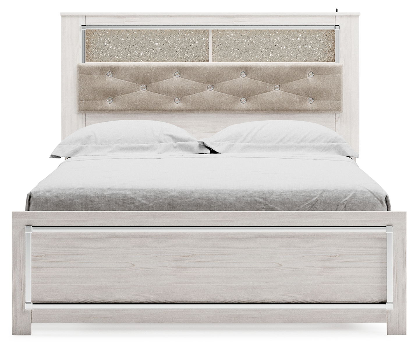 Altyra - Queen Panel Bookcase Bed With Roll Slats - White - Image 2