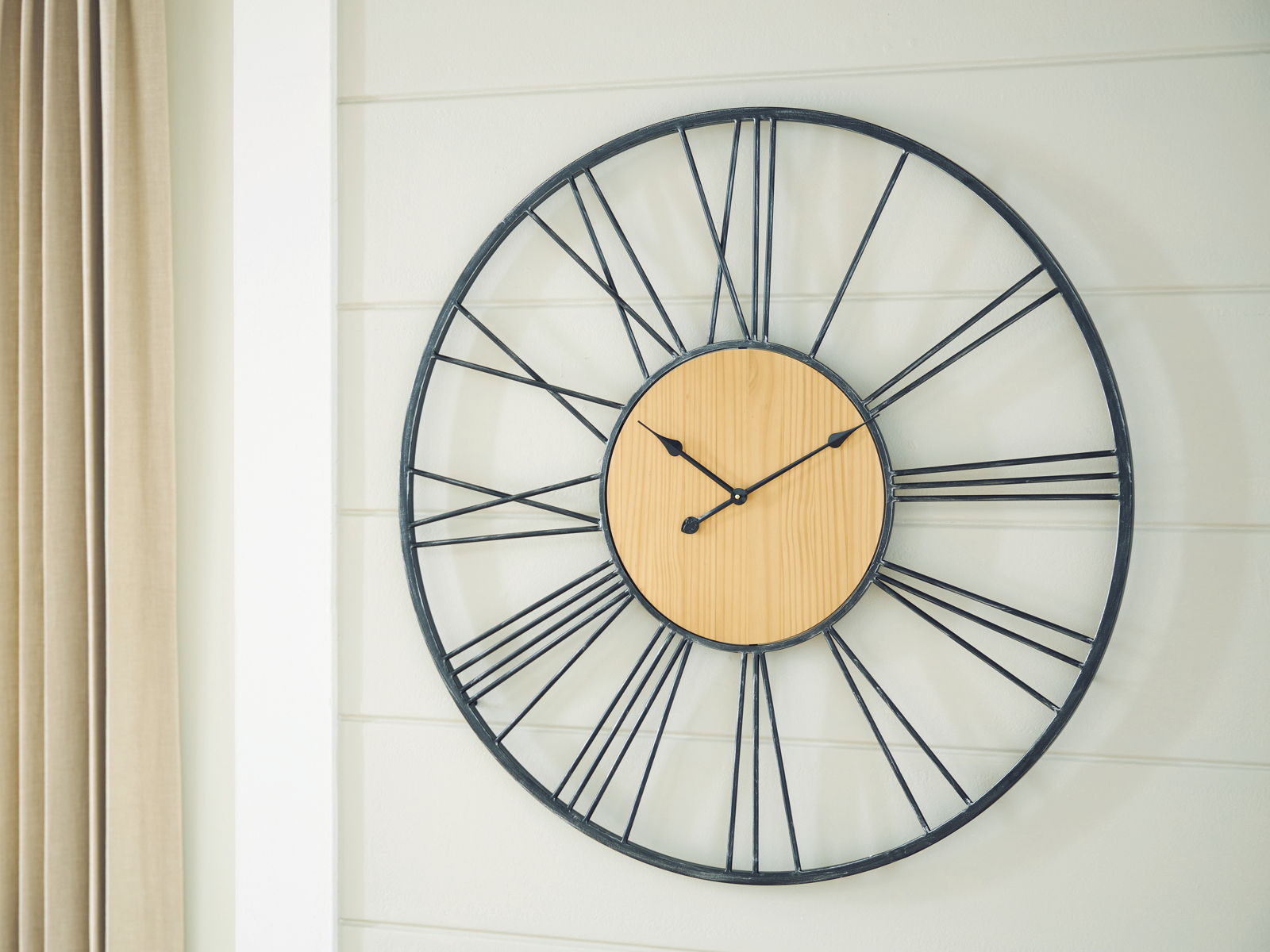 Brockett - Wall Clock - Black / Natural - Image 2