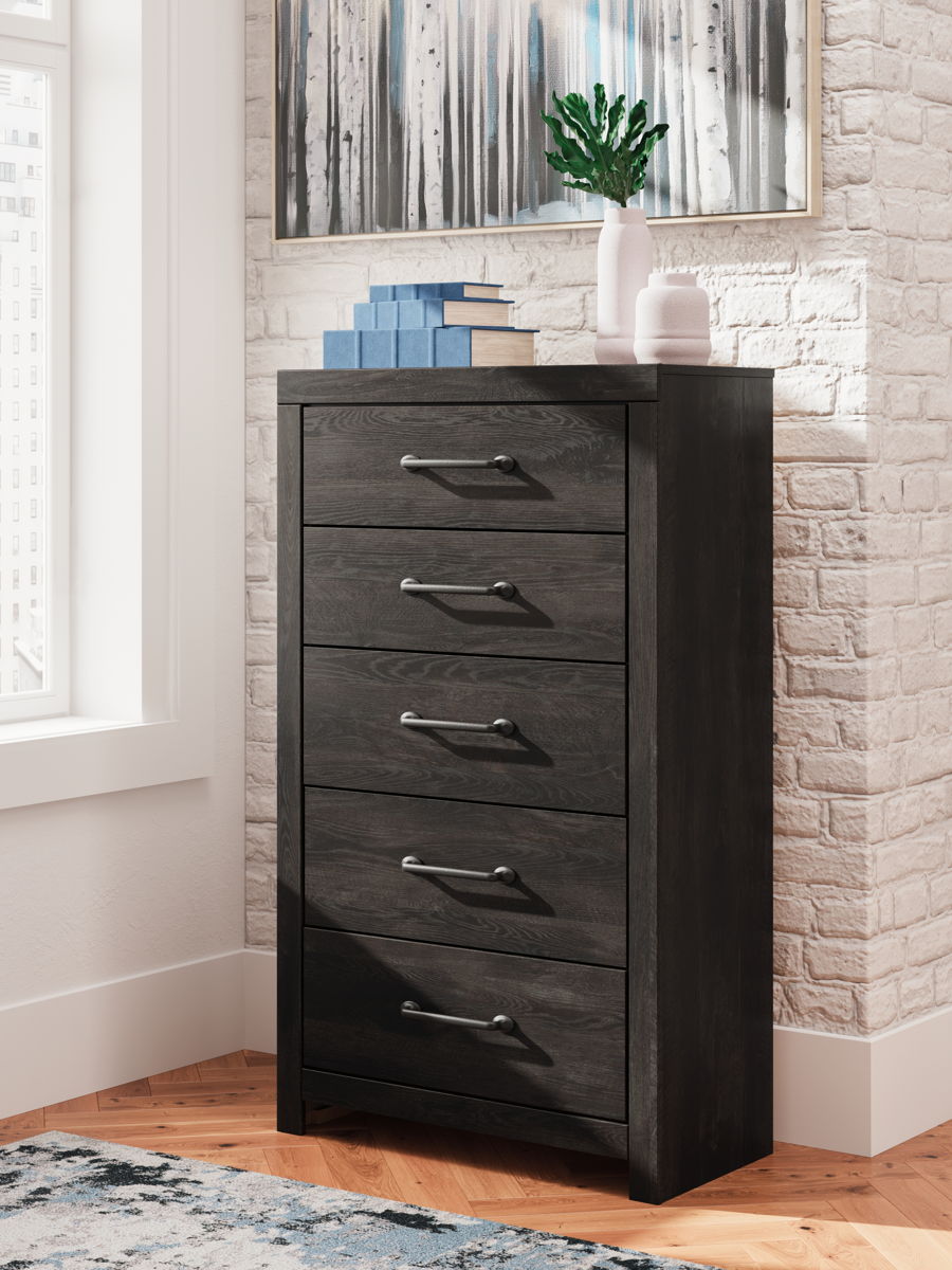 Hollivern - Five Drawer Chest - Dark Gray - Image 3