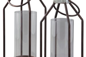 Diedrick - Lantern Set (Set of 2) - Gray / Black