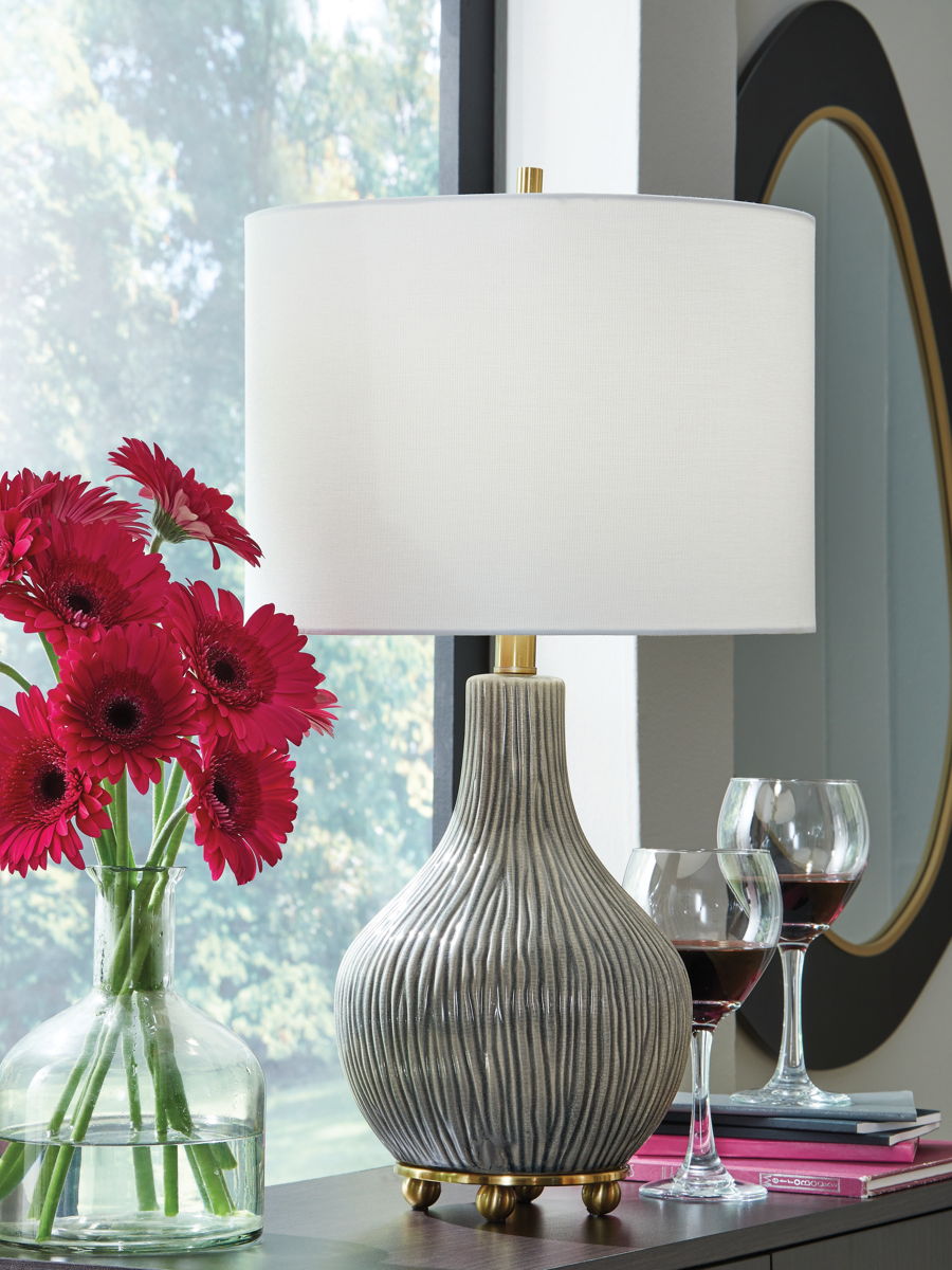 Judlen - Ceramic Table Lamp - Gray / Gold Finish - Image 3