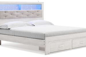 Altyra - King Upholstered Bookcase Bed With Storage - White