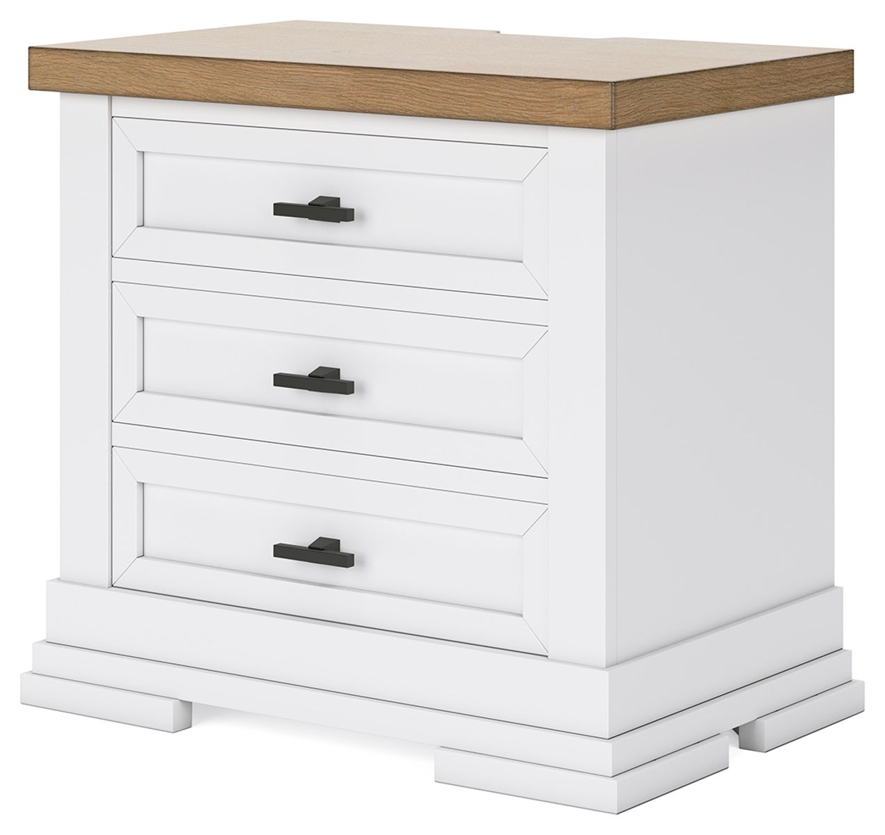 Ashbryn - Three Drawer Night Stand - White / Natural - Image 2