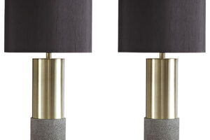 Jacek - Metal Table Lamp (Set of 2) - Gray / Brass Finish
