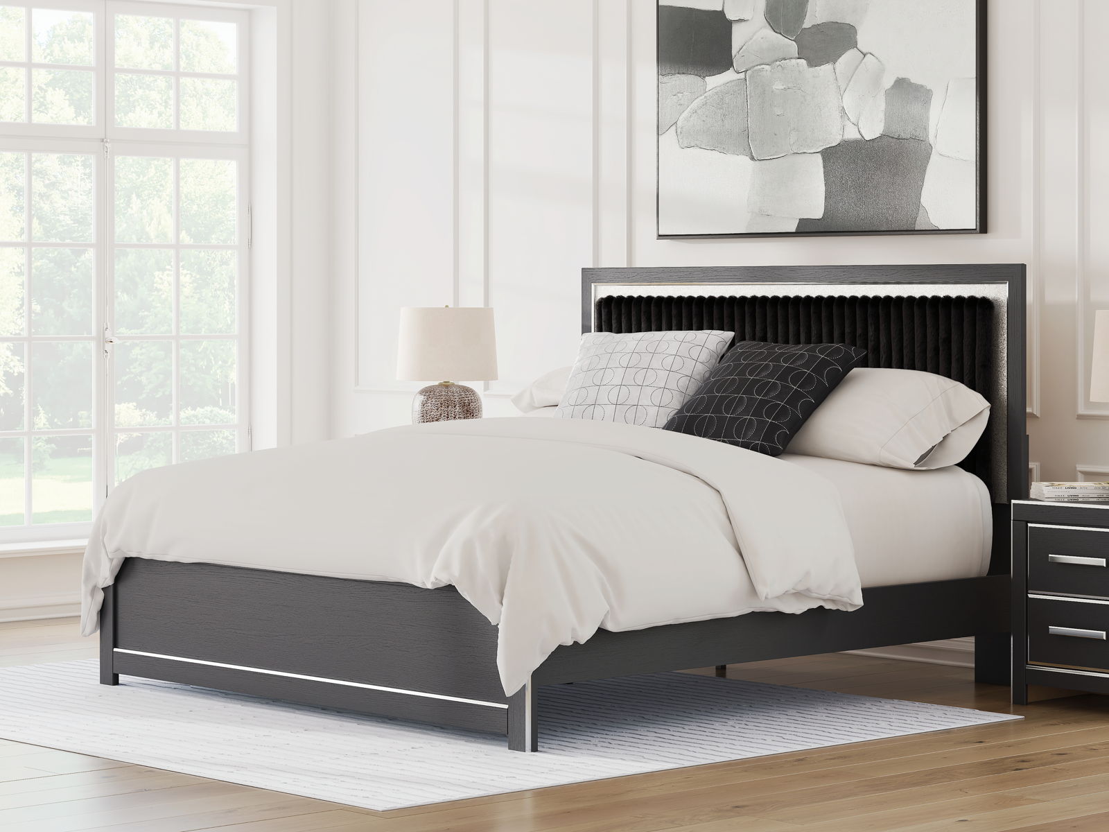 Zuraleus - Upholstered Panel Platform Bed With Roll Slats - Image 4