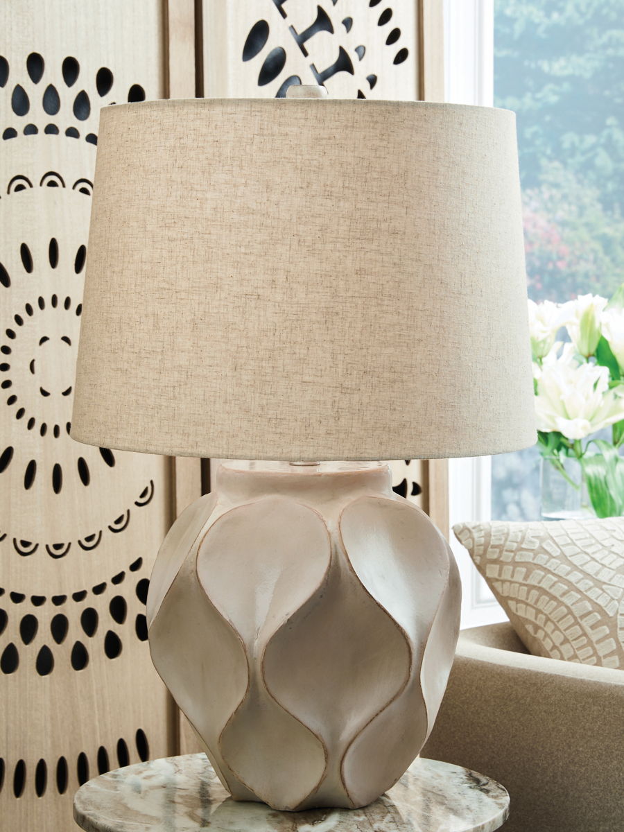 Edselham - Paper Table Lamp - Distressed Cream - Image 4