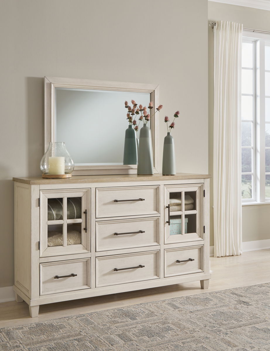 Shaybrock - Dresser And Mirror - Antique White / Brown - Image 2