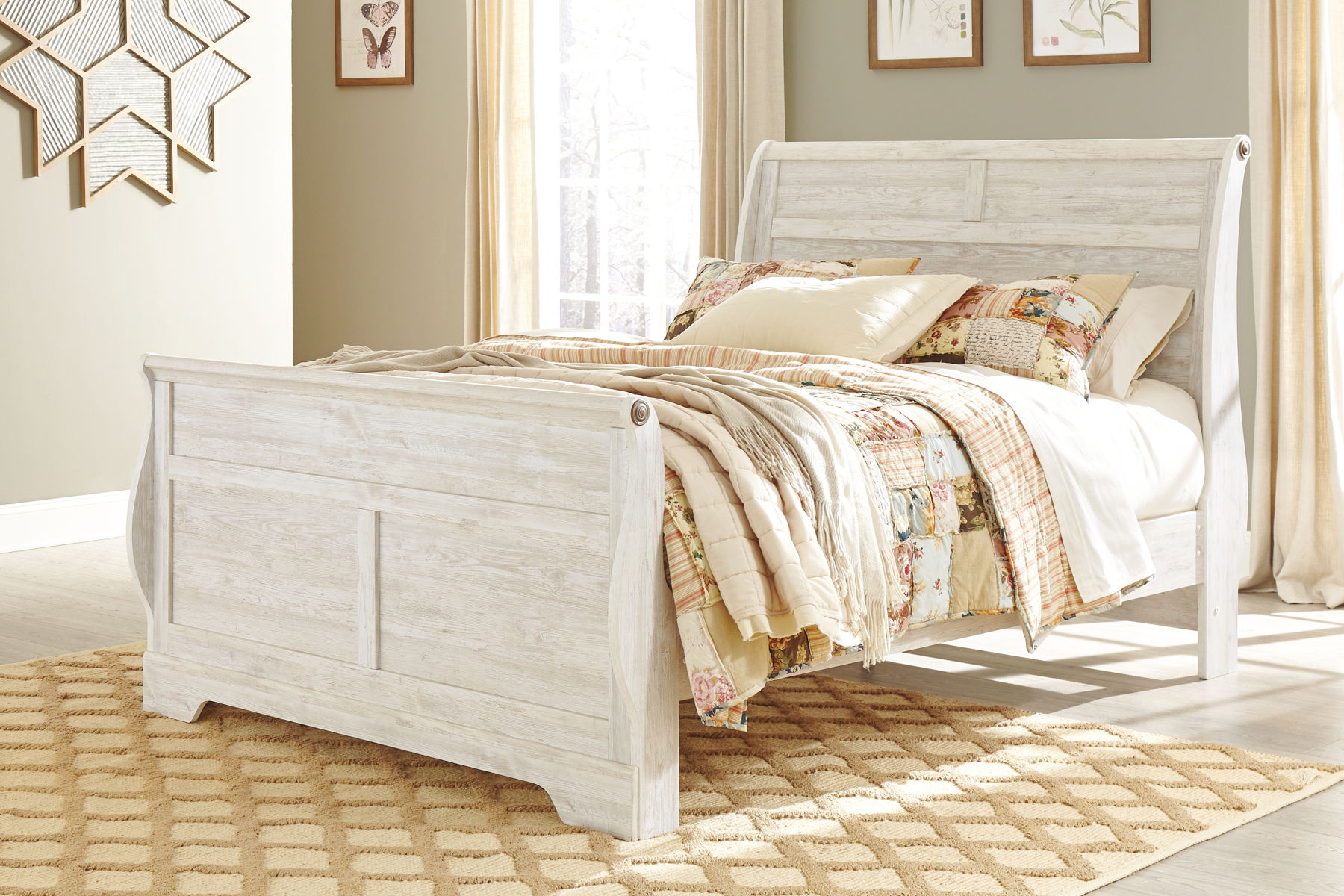 Willowton - Queen Sleigh Bed - Whitewash - Image 2