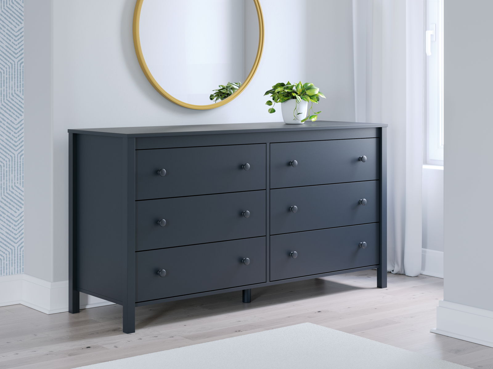Simmenfort - Six Drawer Dresser - Navy Blue - Image 3