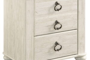 Willowton - Two Drawer Night Stand - Brown / Beige / White