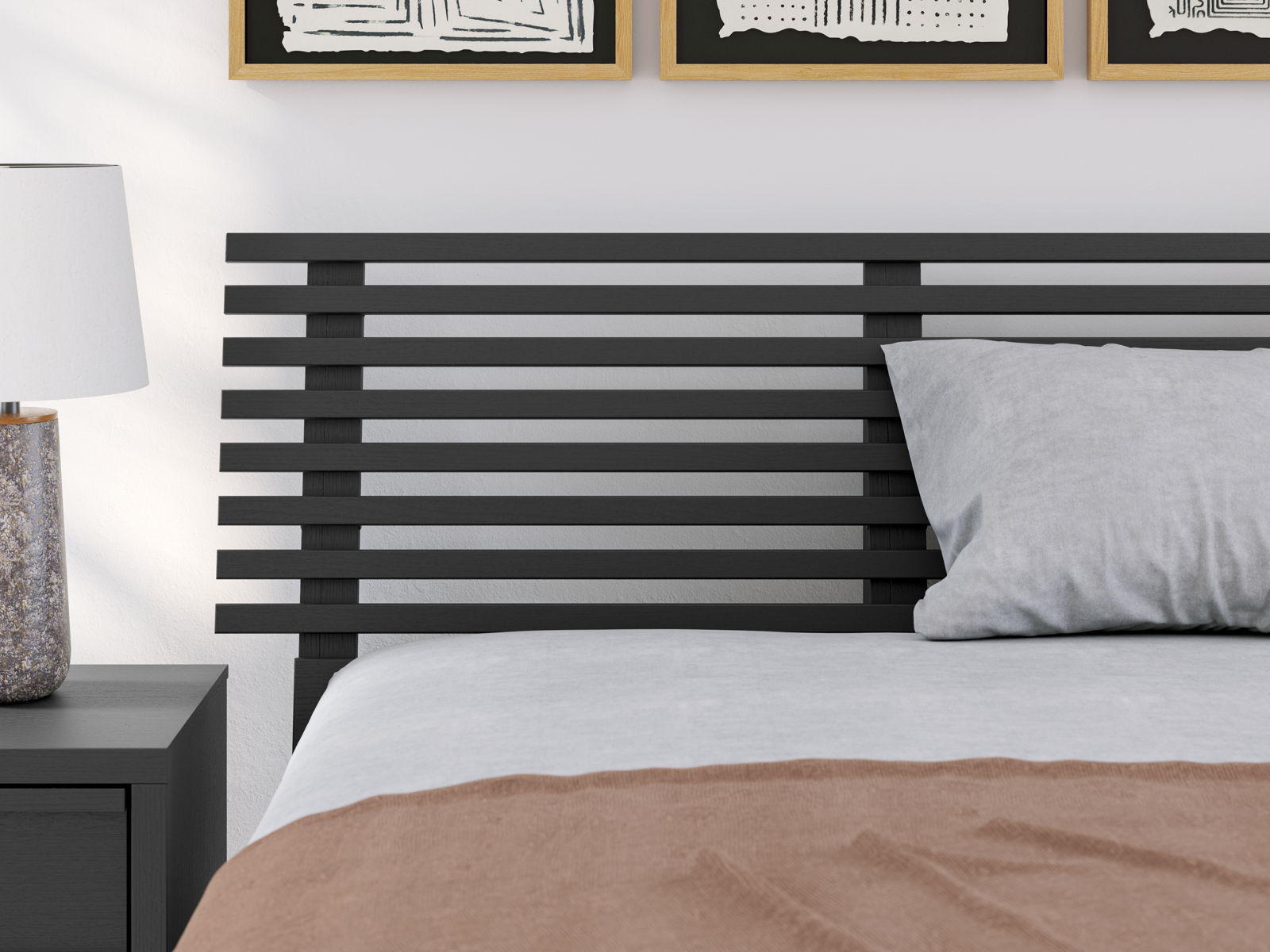 Danziar - Full Slat Headboard - Black - Image 3