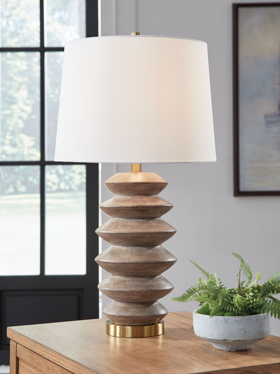 Jyllyard - Poly Table Lamp - Brown / Gold Finish - Image 3