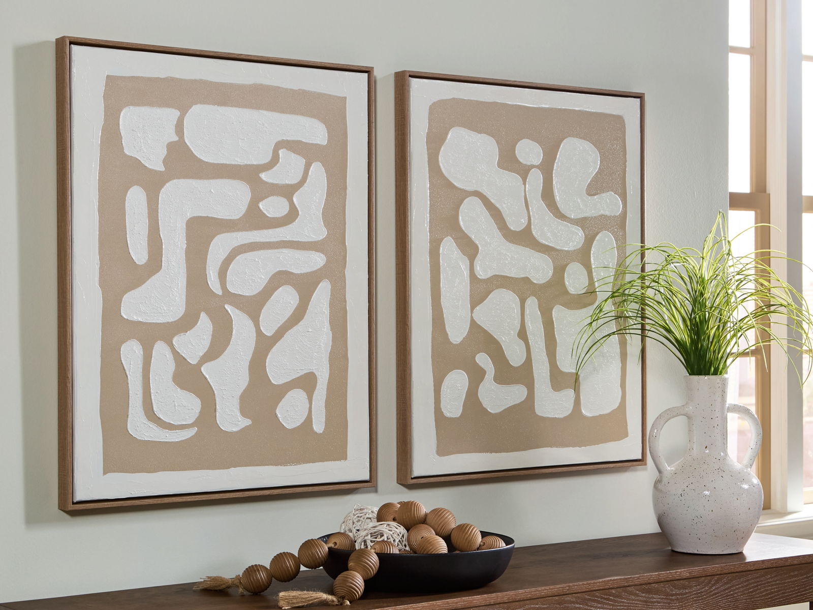 Waldett - Wall Art Set (Set of 2) - Beige / White - Image 2