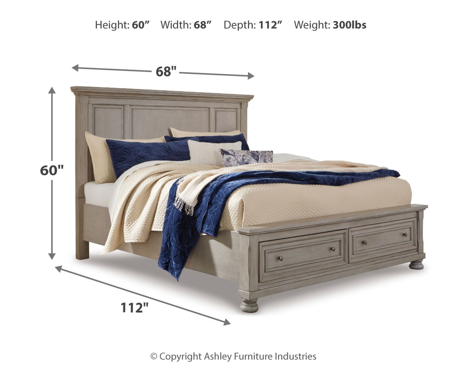 Lettner - Queen Panel Storage Bed - Light Gray - Image 4