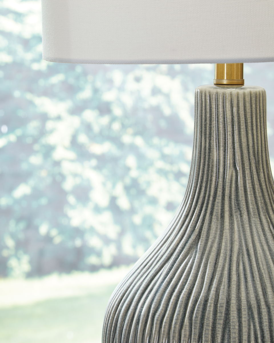 Judlen - Ceramic Table Lamp - Gray / Gold Finish - Image 2