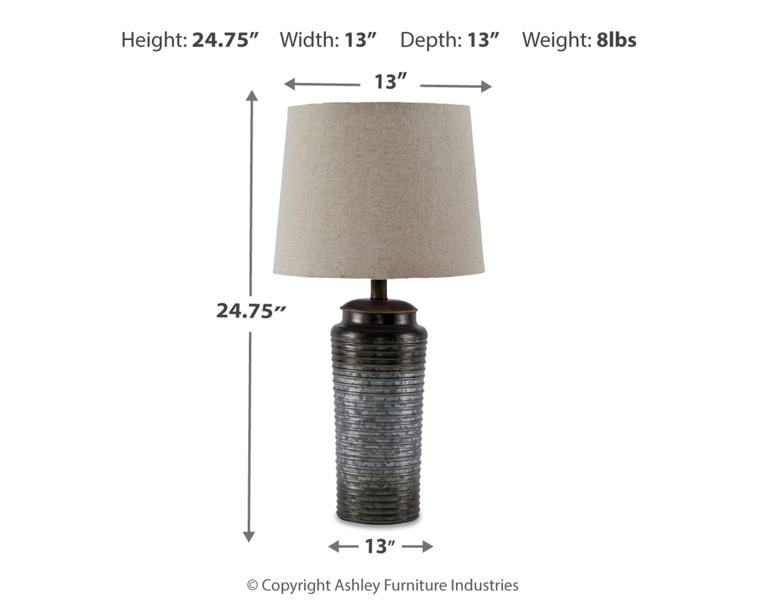 Norbert - Metal Table Lamp (Set of 2) - Gray - Image 2