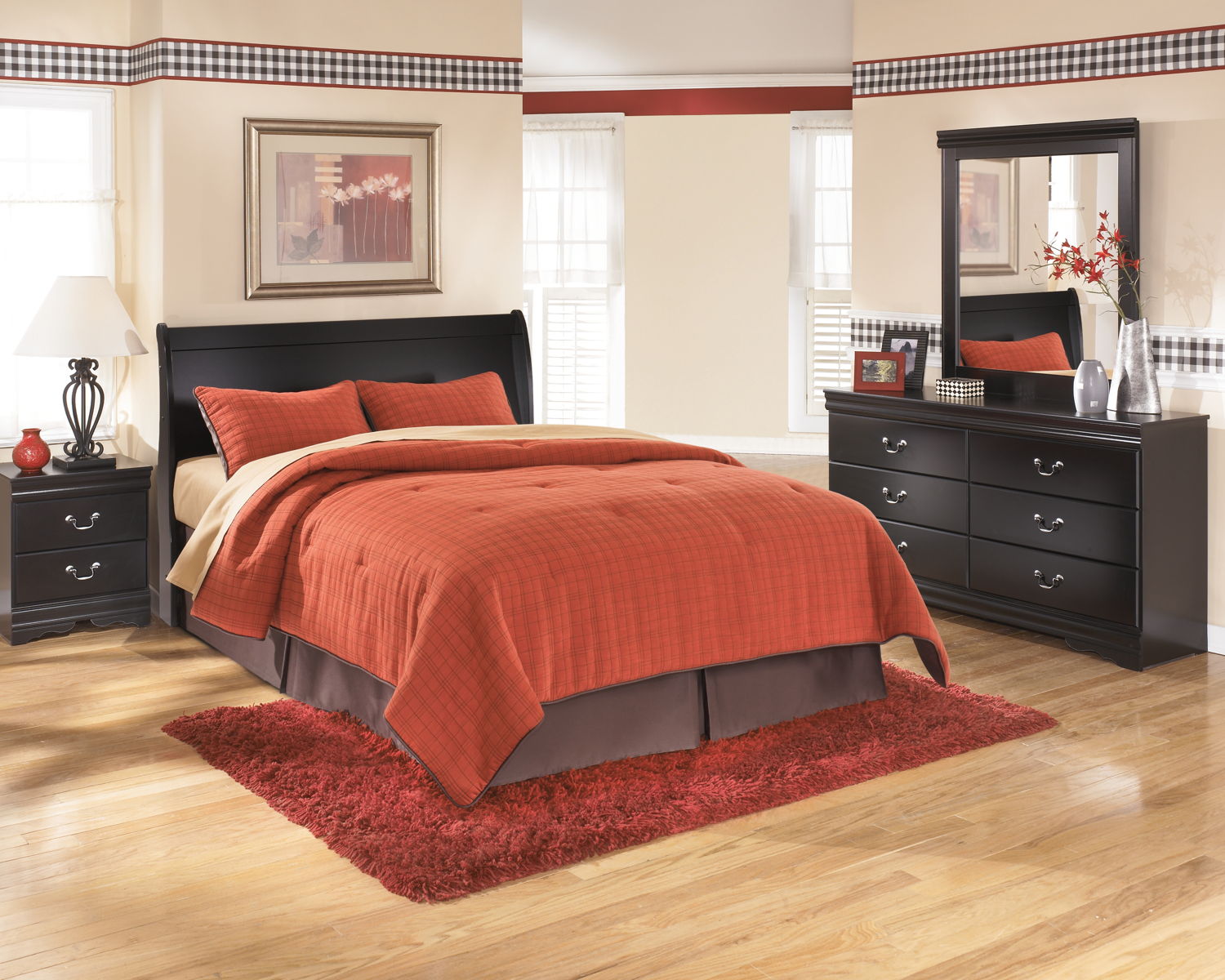 Huey Vineyard - Queen Sleigh Headboard - Black - Image 3