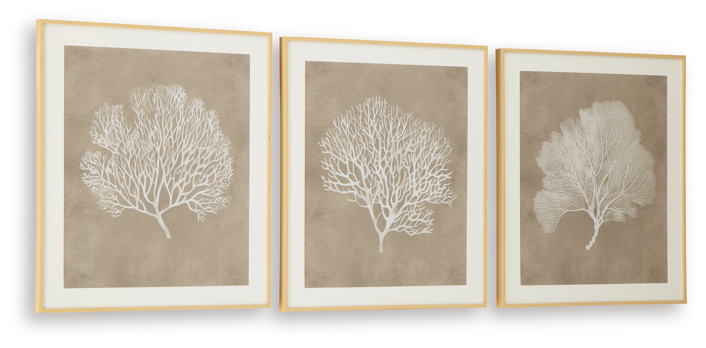 Hendridge - Wall Art Set (Set of 3) - Taupe / White - Image 4