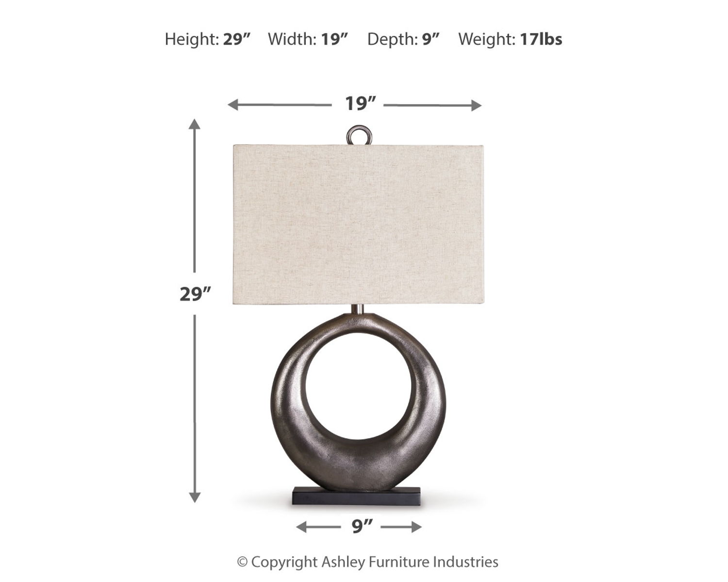 Saria - Metal Table Lamp - Antique Silver Finish - Image 4