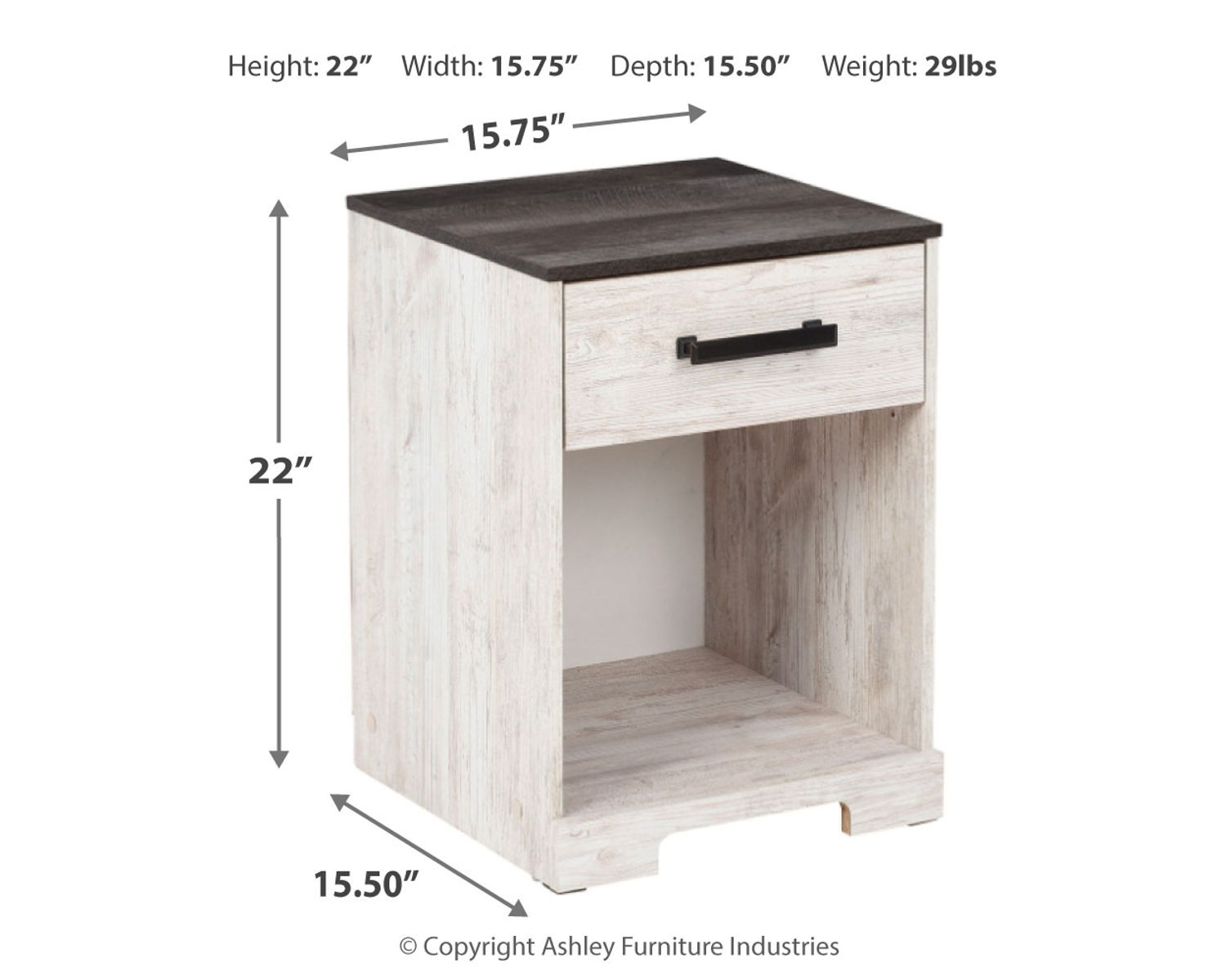 Shawburn - One Drawer Night Stand - Whitewash / Charcoal Gray - Image 4