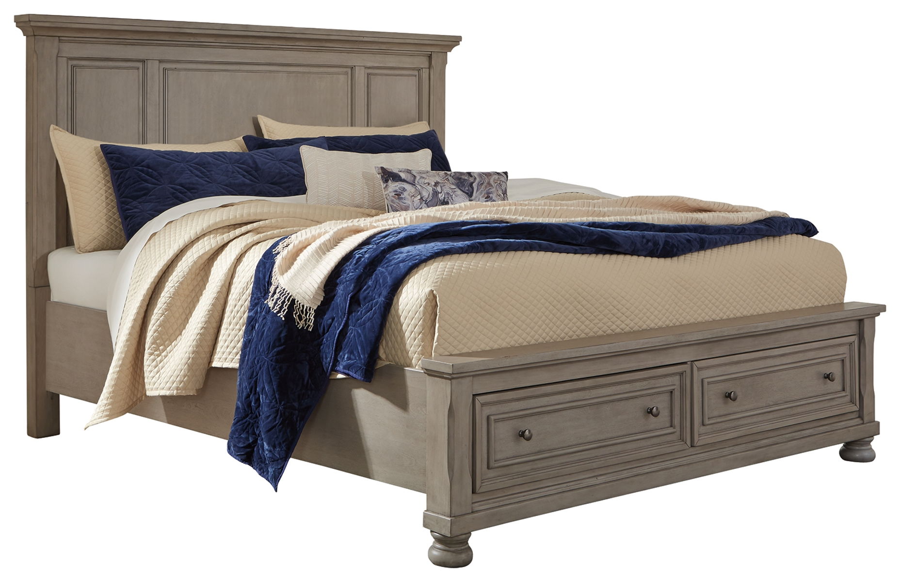 Lettner - Queen Panel Storage Bed - Light Gray