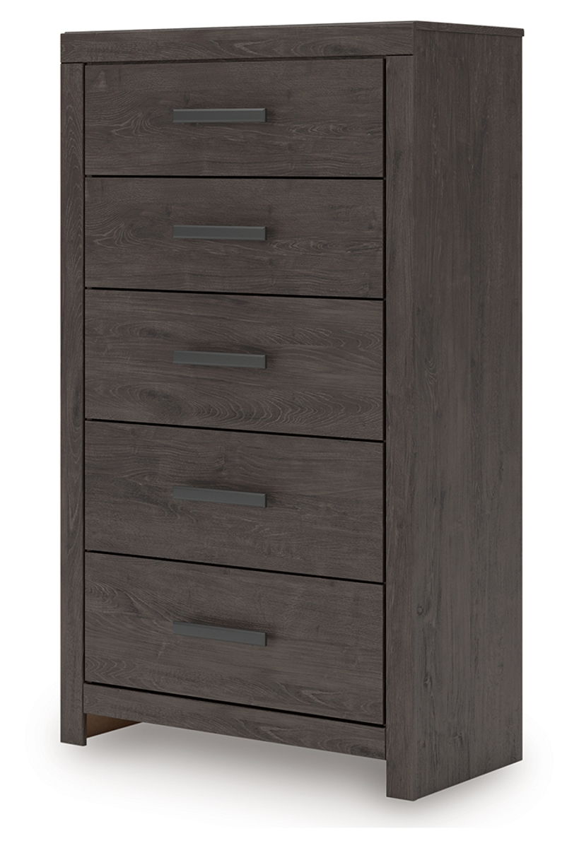 Prendonea - Five Drawer Chest - Charcoal - Image 4