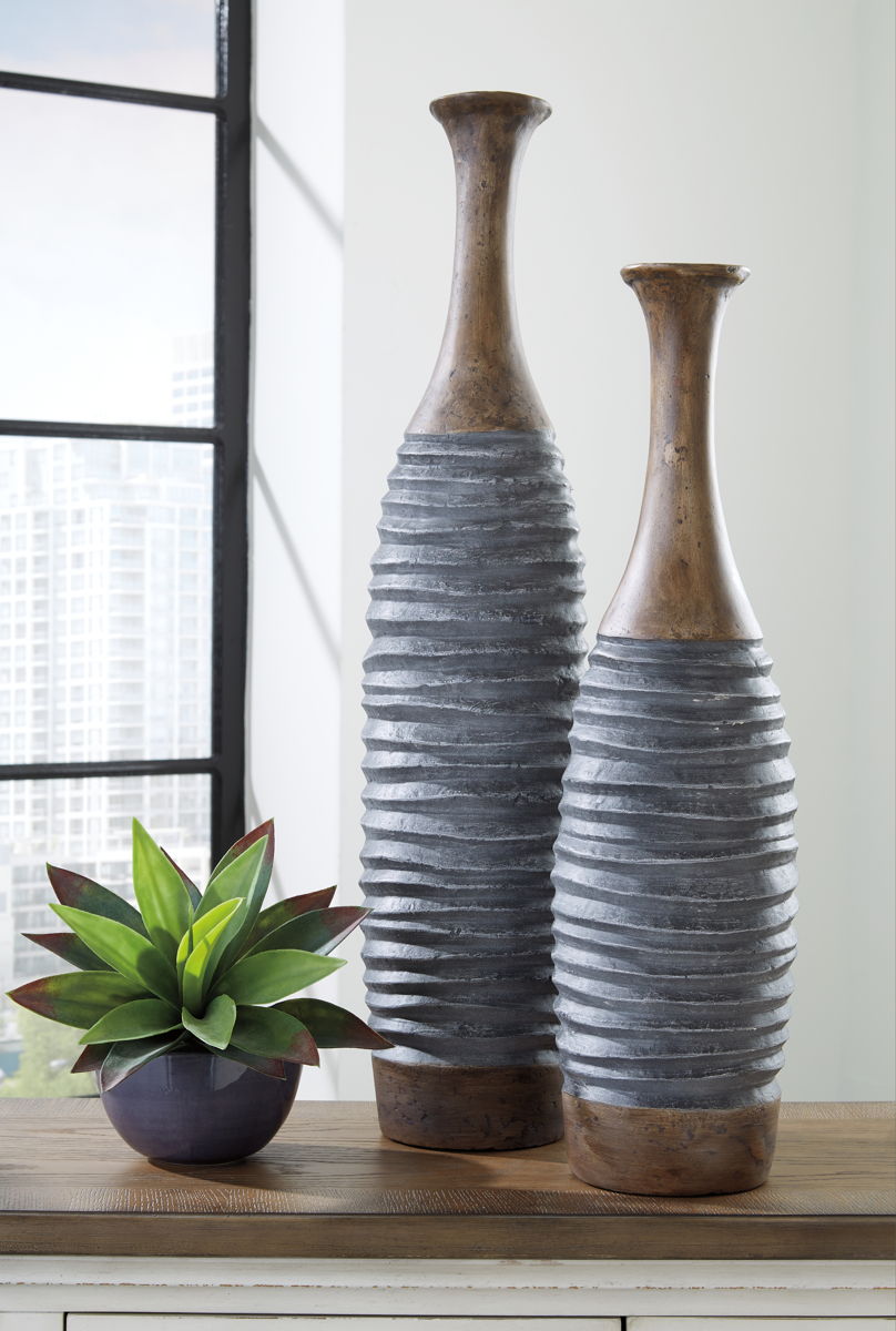 Blayze - Vase Set (Set of 2) - Antique Gray / Brown - Image 4
