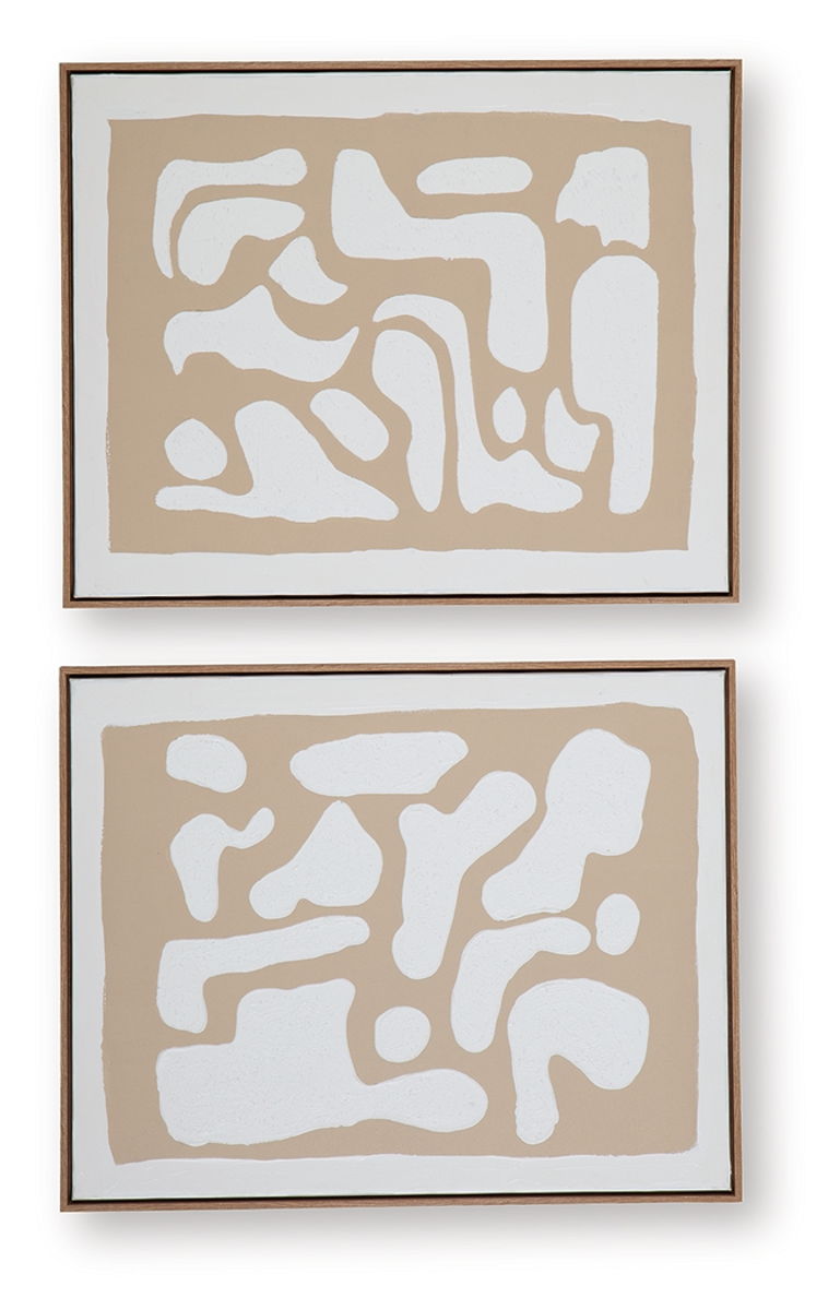 Waldett - Wall Art Set (Set of 2) - Beige / White - Image 3