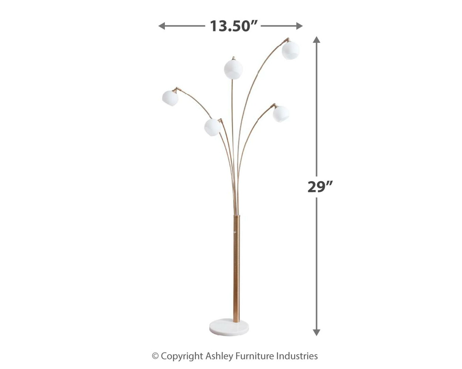 Taliya - Metal Arc Lamp - Champagne / White - Image 2