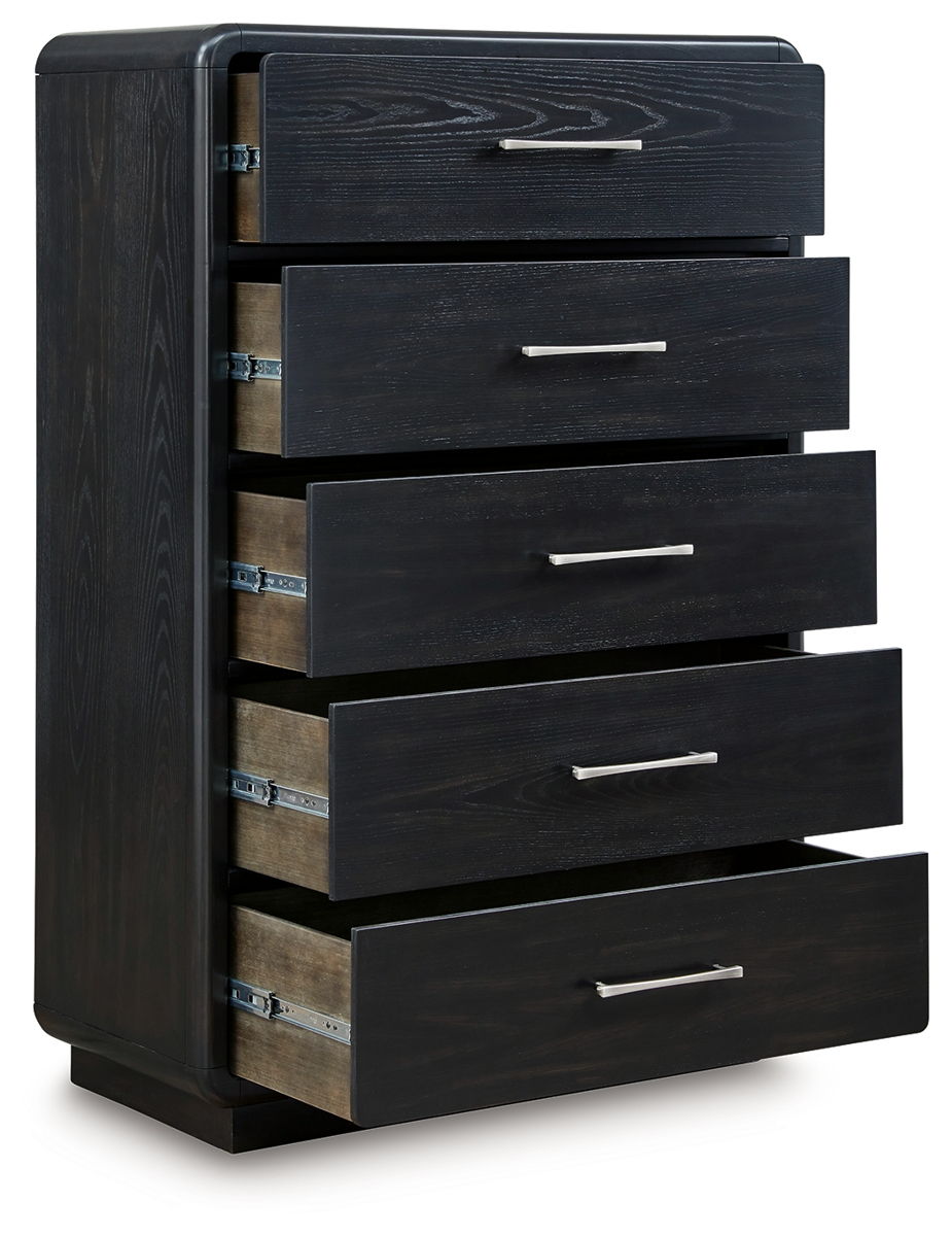 Rowanbeck - Five Drawer Chest - Black - Image 4