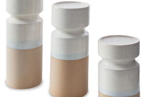 Hurston - Candle Holder Set (Set of 3) - Ivory / Brown
