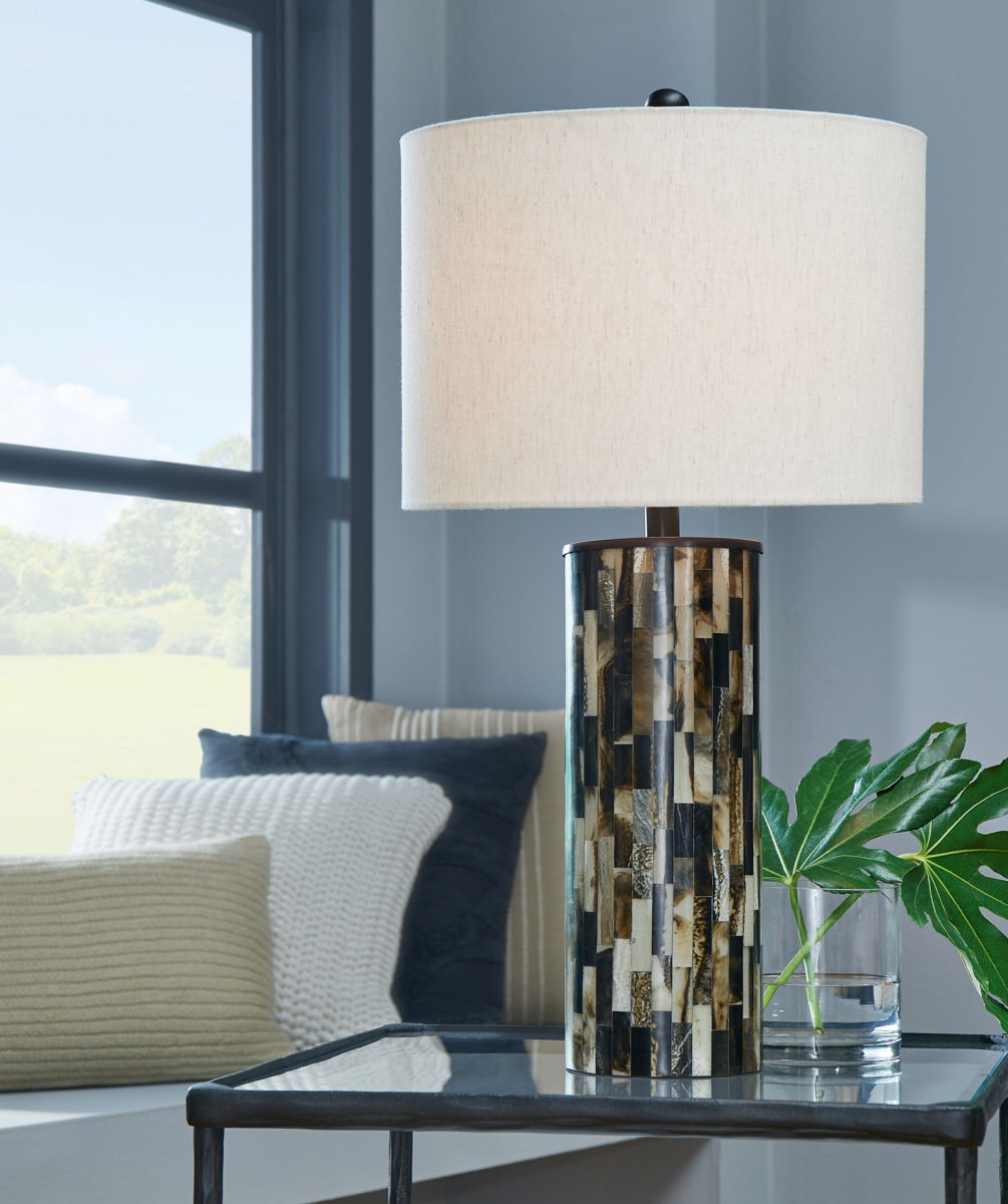 Ellford - Poly Table Lamp - Black / Brown / Cream - Image 4
