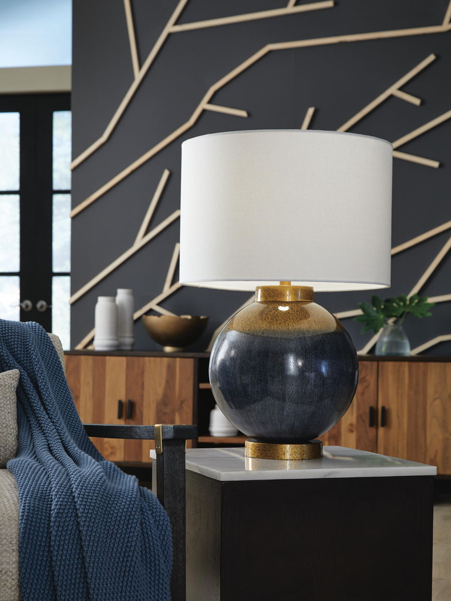 Adara - Metal Table Lamp - Blue / Gold Finish - Image 3