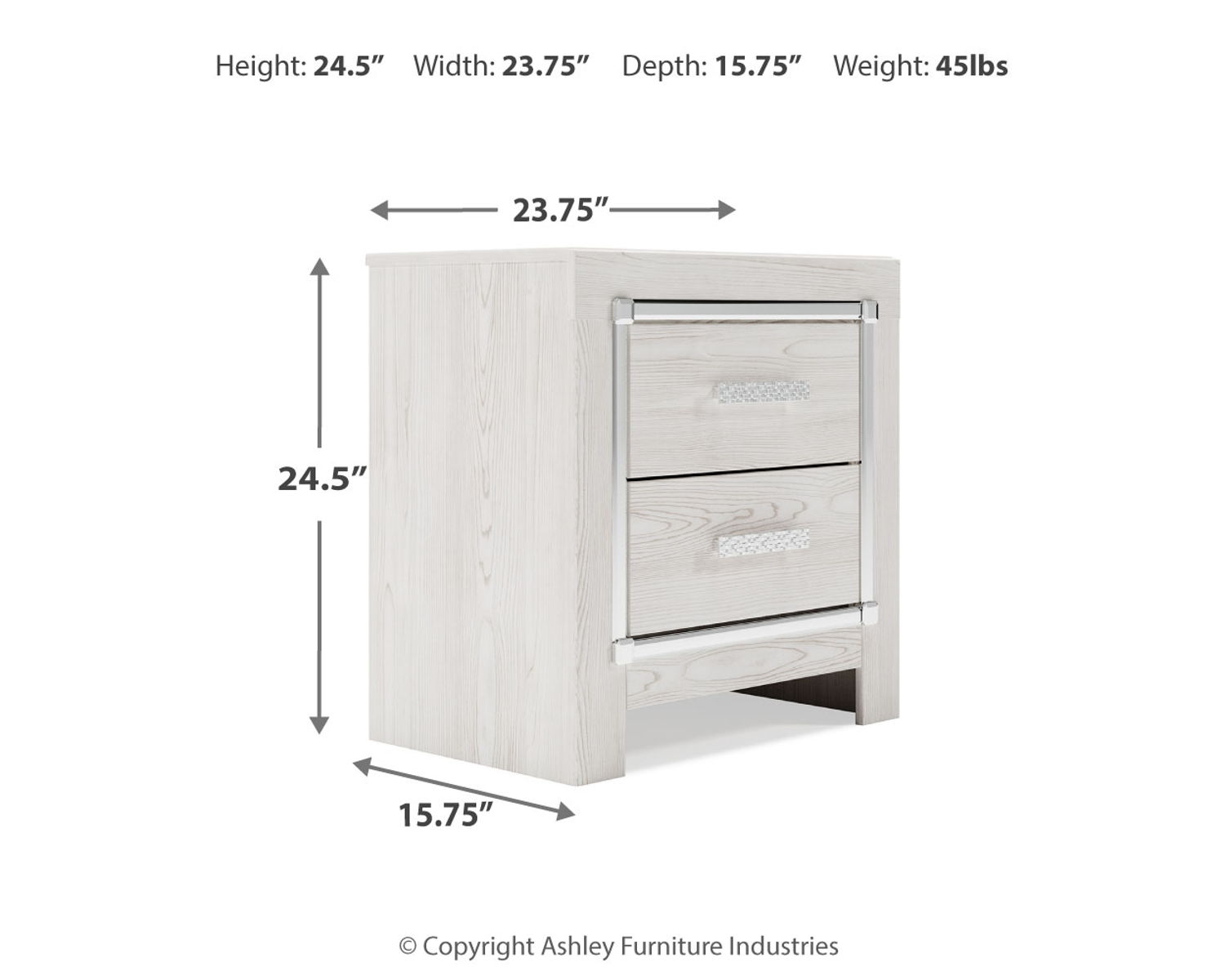 Altyra - Two Drawer Night Stand - White - Image 2