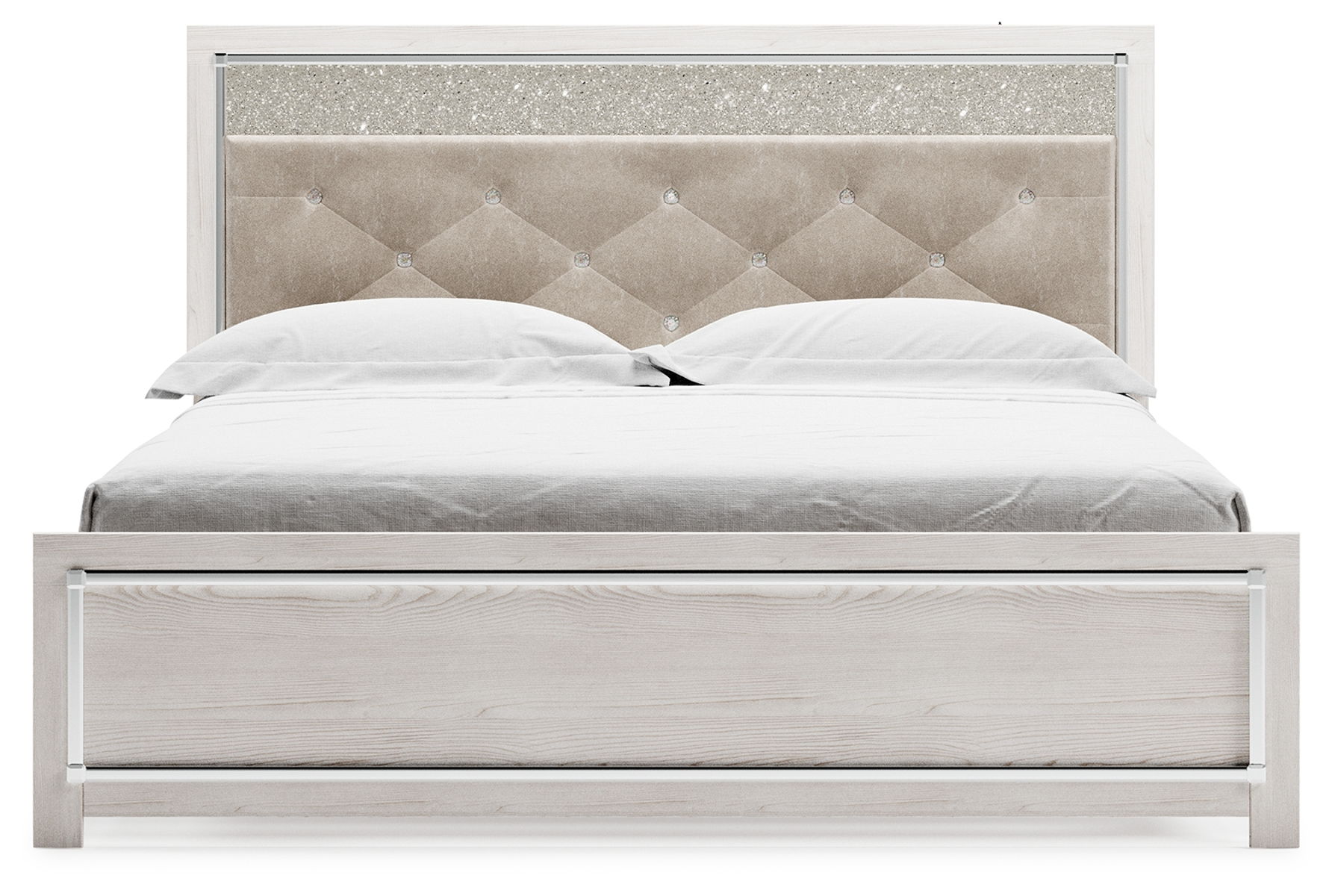 Altyra - King Panel Bed With Upholstered Headboard - White - Image 3
