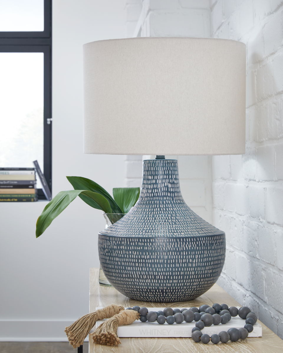 Schylarmont - Metal Table Lamp - Antique Gray / White - Image 2