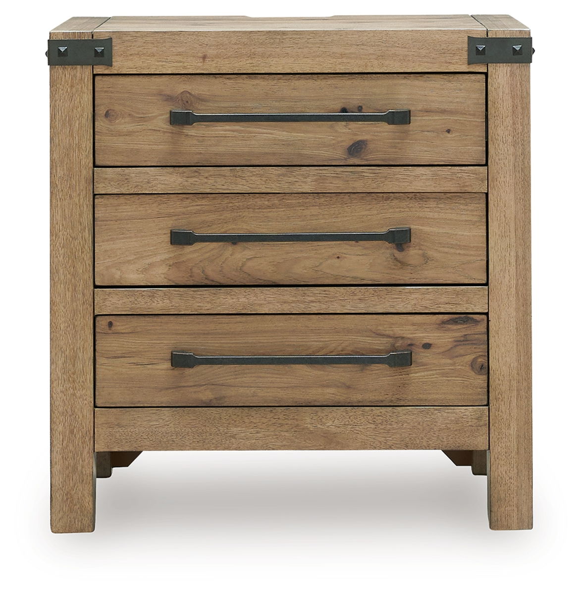 Ridgester - Three Drawer Night Stand - Light Brown - Image 3