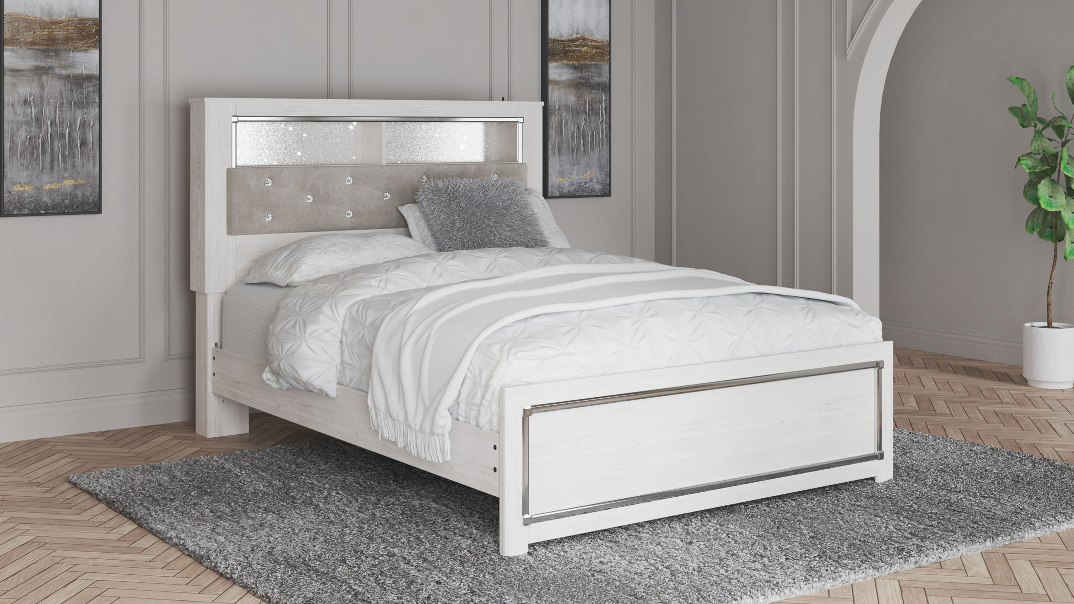 Altyra - Queen Panel Bookcase Bed With Roll Slats - White - Image 3